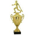 Cup Trophy, Gold with Figure & Marble Base - 14 3/4" Tall